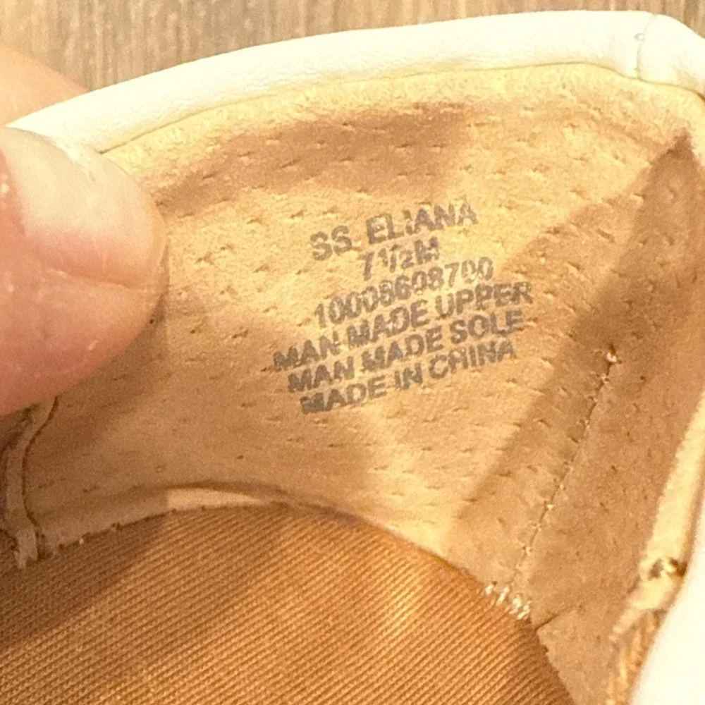 Sun + Stone Women's Ivory Eliana Faux Leather Slip on Ballet Flats Cute